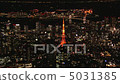 [鳥瞰]東京夜景東京鐵塔和台場彩虹橋 5031385