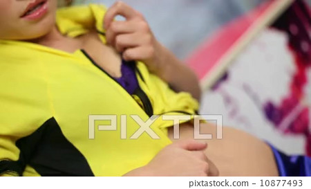 Excited hot cheerleader stripping slowly, sex... - Stock Footage