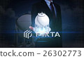 Businessman open palm,Sphere gas storage. 26302773