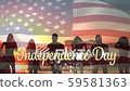 Friends at the beach and American flag with... - Stock Footage [59581363]