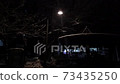 在下雪的晚上路燈和城市的燈光 73435250