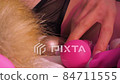 Lady touches operating vibrator and takes pink... - Stock Footage