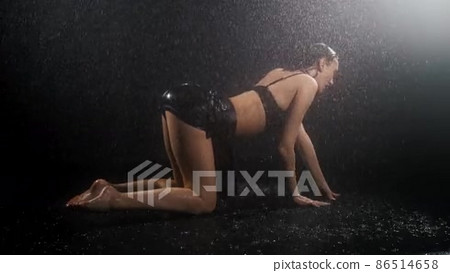 Hot young woman with sexy body standing on her... - Stock Footage