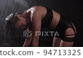 Hot wet woman in black underwear shaking her... - Stock Footage