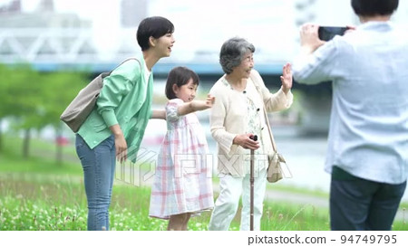 Three generation family taking a commemorative... - Stock Footage