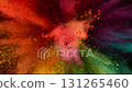 Super Slow Motion of Colored Powder Explosion with Rotating Camera. Filmed on High Speed Cinema Camera, 1000fps. 131265460