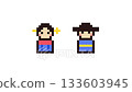 8-bit pixel art game style korean traditional woman and man bowing video loop animation 133603945