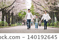A family of three walking hand in hand in the park. A family of three walking hand in hand in the park. 140192645